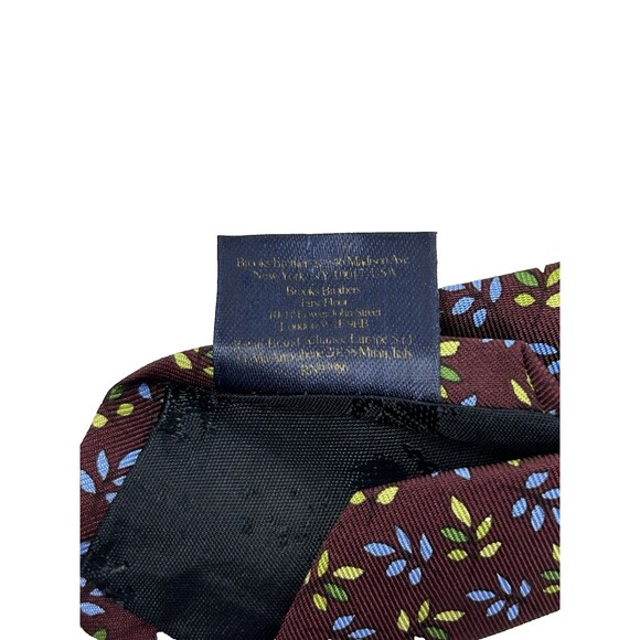 Brooks Brothers‎ Silk Tie Burgundy Blue Green Floral Pattern  60" x 3.5" - Picture 7 of 8